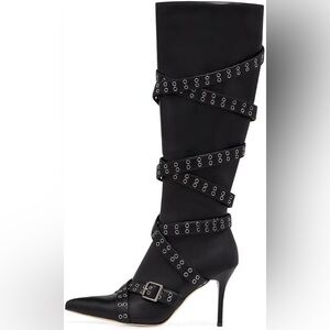 Elegant Black Over the Knee Boots with Buckle Detailing